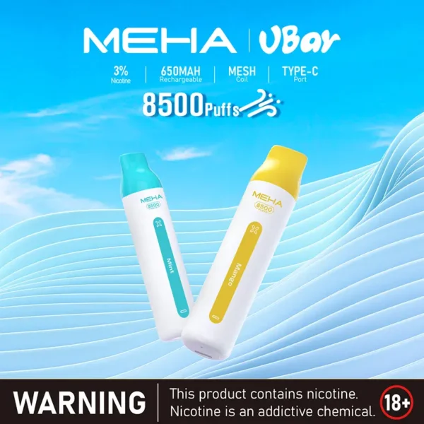 MEHA VBar 魅嗨 8500口拋棄式電子煙｜650mAh可充電，水果涼感，台灣正品現貨快速出貨