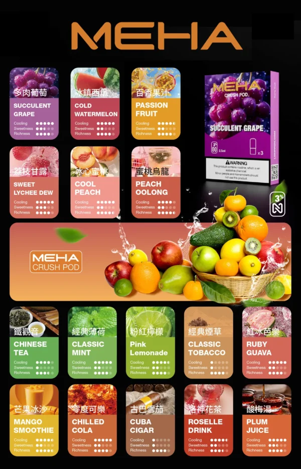 36aa59b7aa8d18c84d6f10147a9a87f1.webp MEHA魅嗨 五代通用煙彈|陶瓷芯防漏,2.5ml三顆裝,台灣現貨正品安全超取