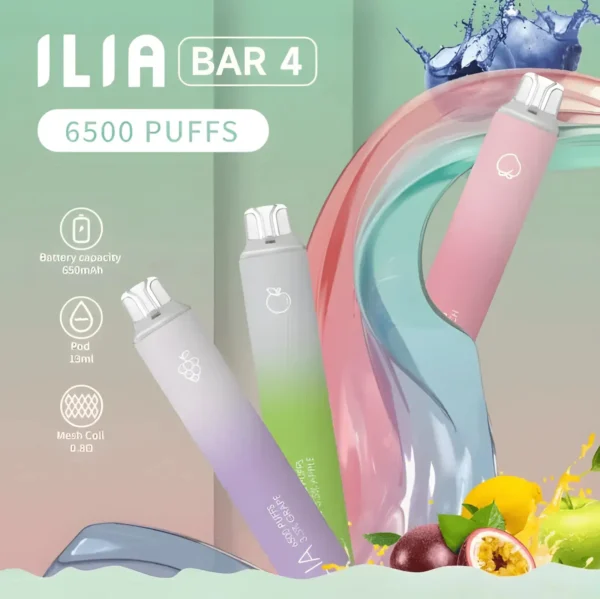 ILIA-BAR4-6500-Puffs_一次性電子煙_拋棄式_哩啞4代_持久電量.webp ILIA哩亞 Bar4 6500口拋棄式|10ml充電防漏,水果冰,台灣正品現貨快速出貨
