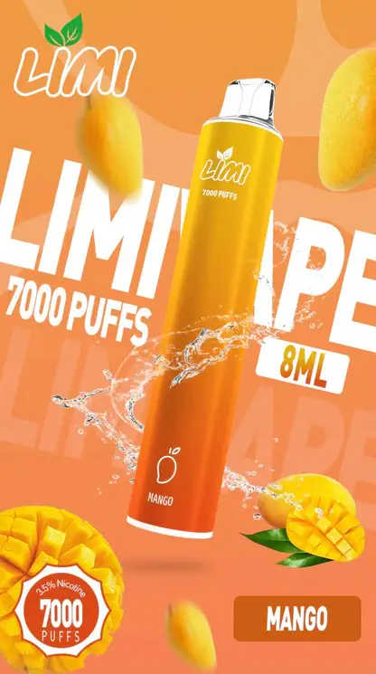 LIMI 7000口拋棄式電子煙｜LED發光650mAh可充電，水果涼感，台灣正品現貨快速出貨