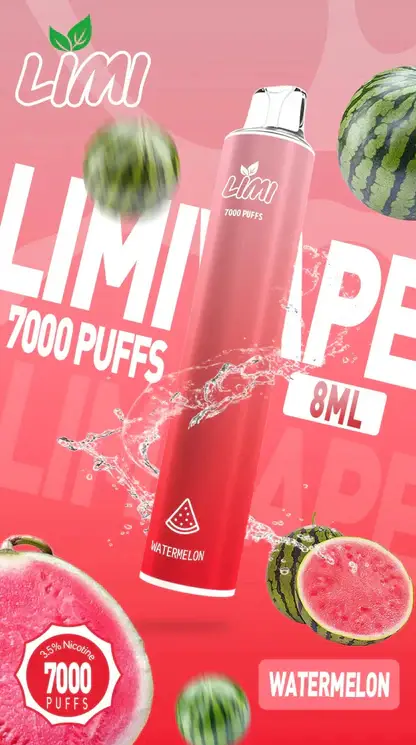 LIMI 7000口拋棄式電子煙｜LED發光650mAh可充電，水果涼感，台灣正品現貨快速出貨