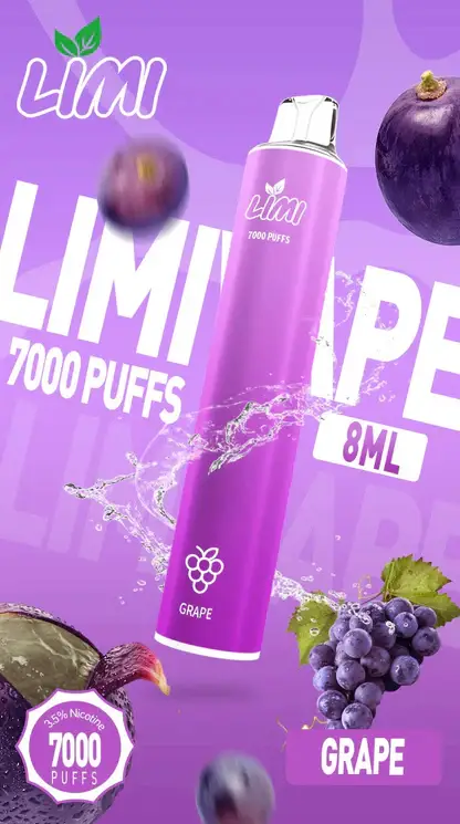 LIMI 7000口拋棄式電子煙｜LED發光650mAh可充電，水果涼感，台灣正品現貨快速出貨