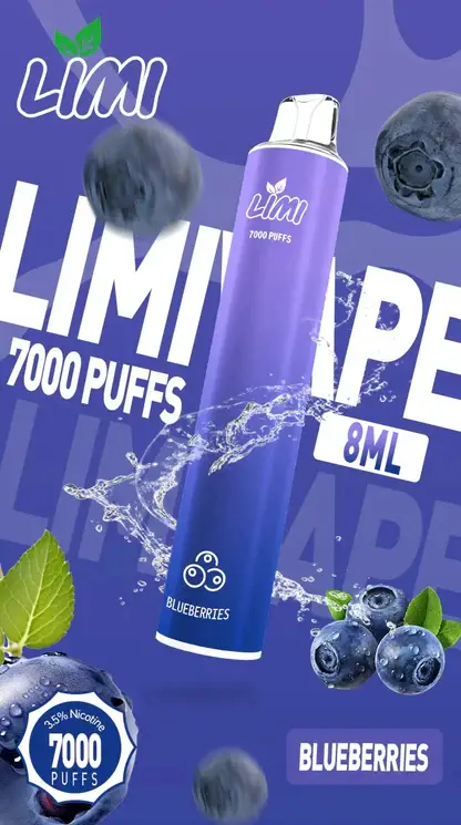 LIMI 7000口拋棄式電子煙｜LED發光650mAh可充電，水果涼感，台灣正品現貨快速出貨
